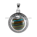 Rainbow Calsilica e Blue Sky Topaz 925 Pingente de prata sólido